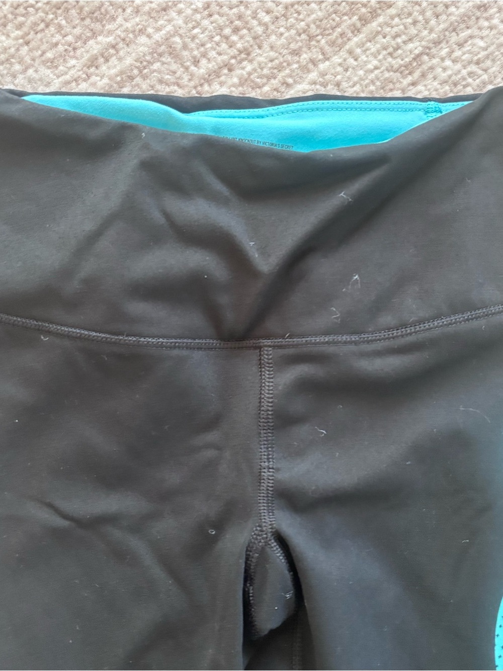 Victoria's Secret VSX Black Leggings with Bright Blue Side Logo - Picture 5 of 10